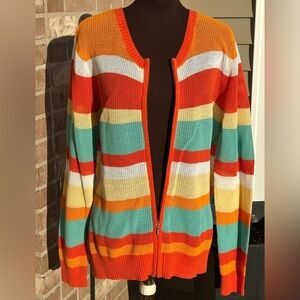 EVAN PICONE s1X full zip cardigan Beautiful brights in a loose knit-looks new!
